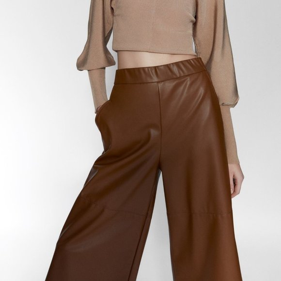 Zara Faux Leather Long Shorts - Picture 5 of 8